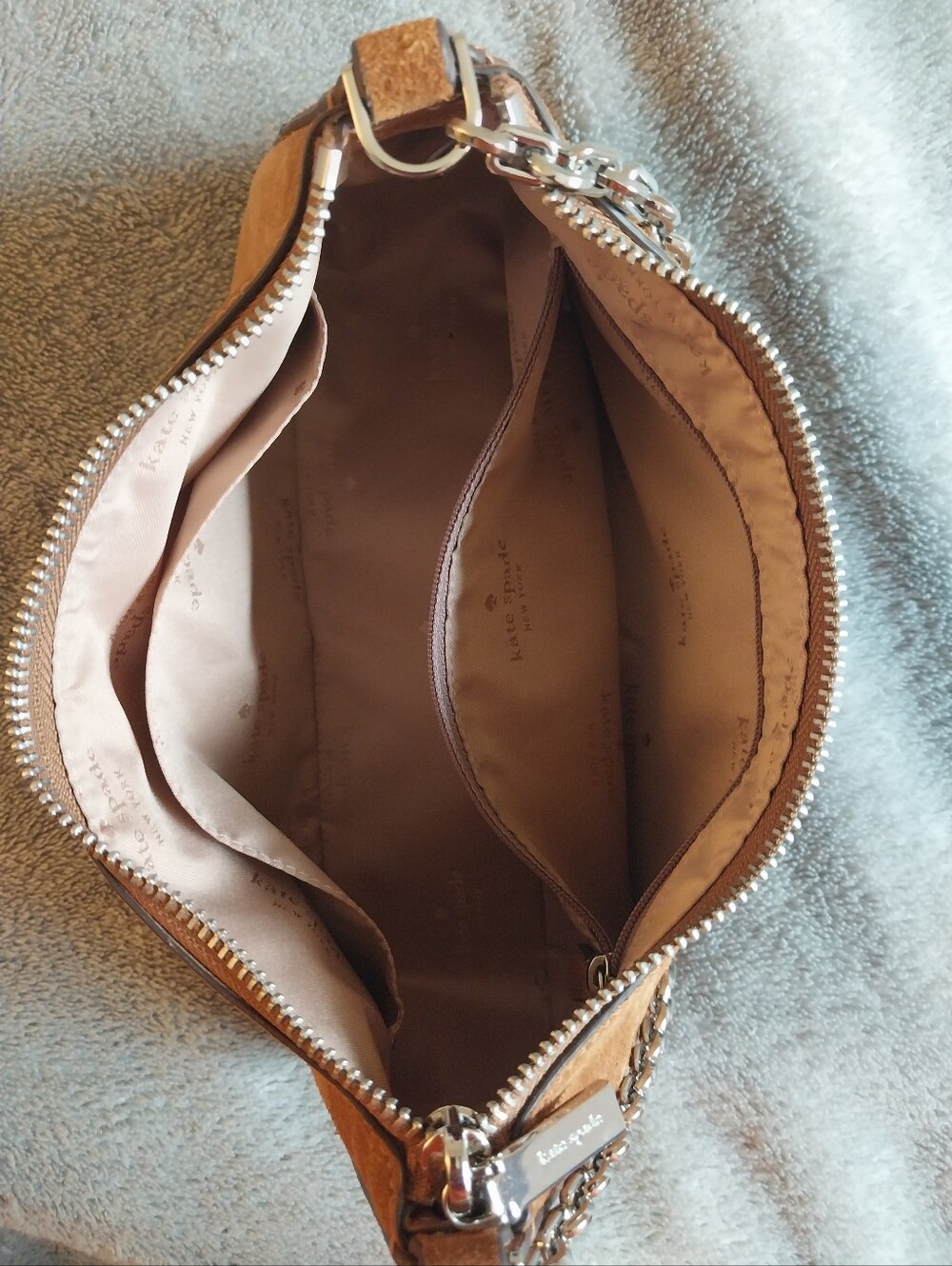 kate spade Brown Suede Shoulder Bag with Silver Chain Strap - Picture 7 of 7